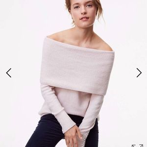 Button cuff off the shoulder sweater